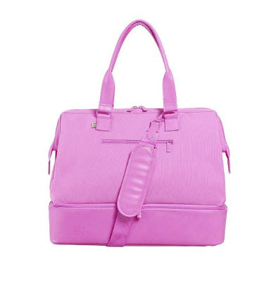 dark pink nylon dry wet separation women gym bag,custom,front