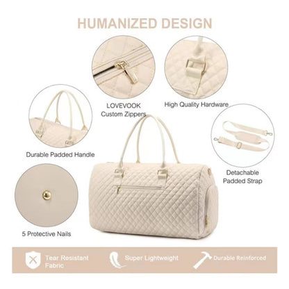 creamy white large capacity women gym bag,custom,detail