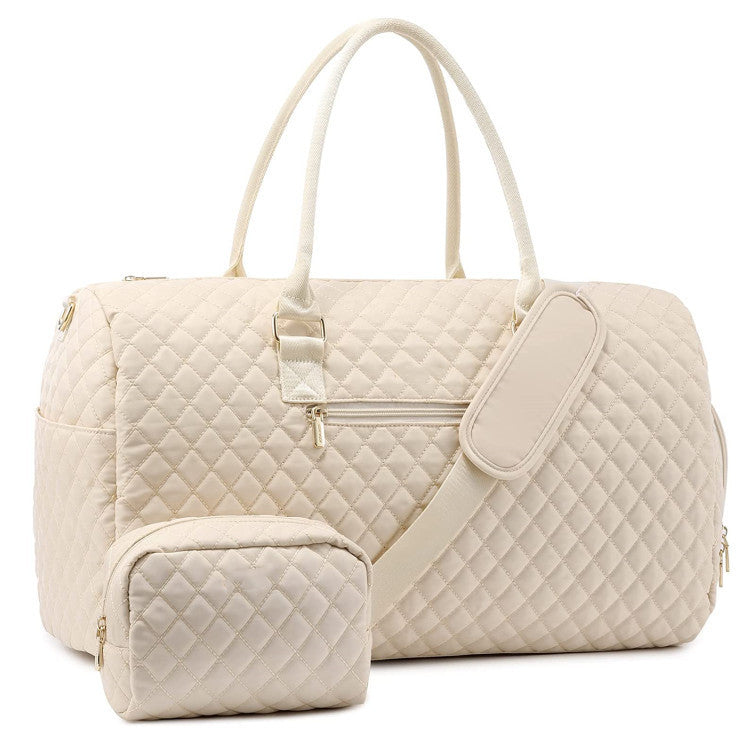 creamy white large capacity women gym bag,custom,front 02
