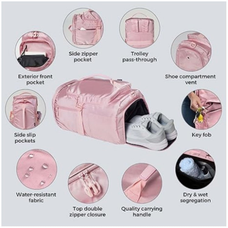 pink waterproof fanlosn women gym bag,custom,detail