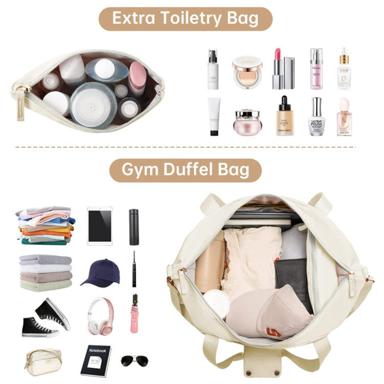 beige waterproof women gym duffel bag,custom,detail