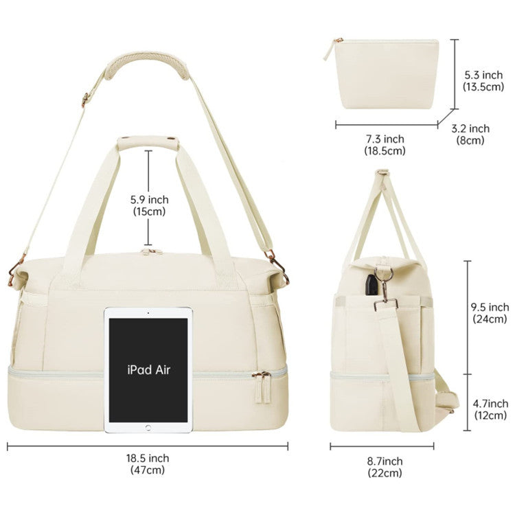 beige waterproof women gym duffel bag,custom,dimensions