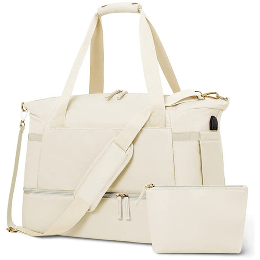beige waterproof women gym duffel bag,custom,front