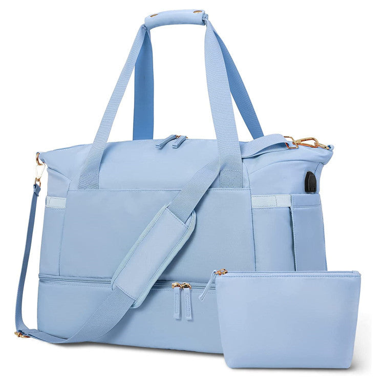 blue waterproof women gym duffel bag,custom,front