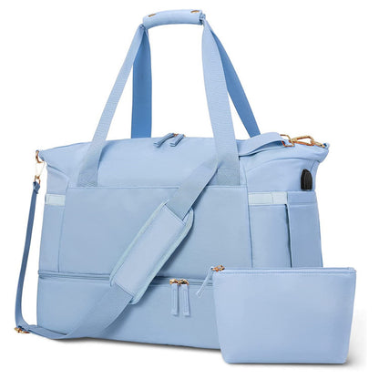 blue waterproof women gym duffel bag,custom,front
