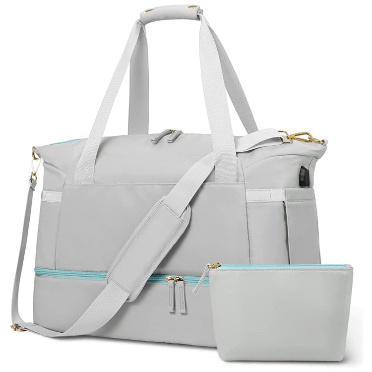 gray waterproof women gym duffel bag,custom,front
