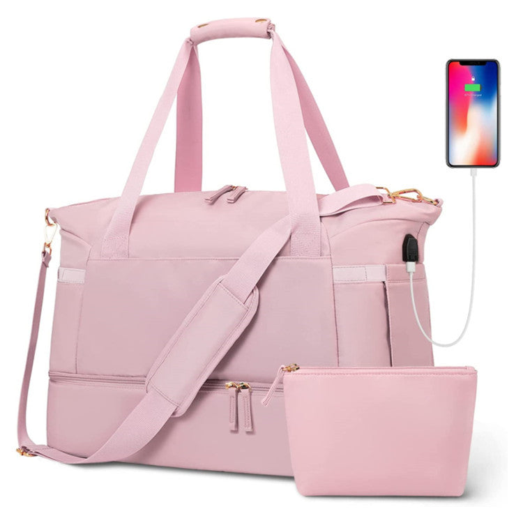 pink waterproof women gym duffel bag,custom,front