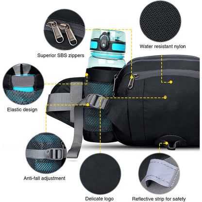 black dual bottle hiking waist pack,custom,detail 02