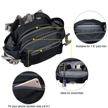 black dual bottle hiking waist pack,custom,detail