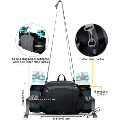 black dual bottle hiking waist pack,custom,dimensions