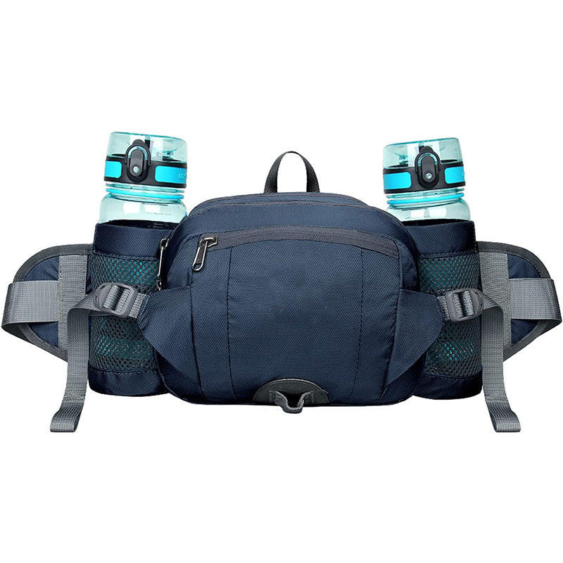 blue dual bottle hiking waist pack,custom,front