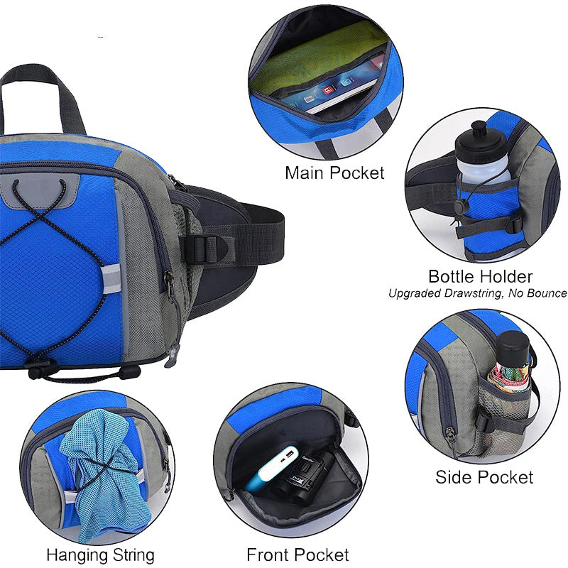 blue wine nylon hiking waist pack,custom,detail