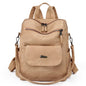 khaki pu leather backpack women casual lifestyle design