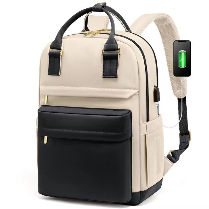 black and beige fanlosn fashion laptop backpack women,custom,side