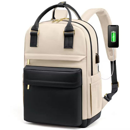 black and beige fanlosn fashion laptop backpack women,custom,side