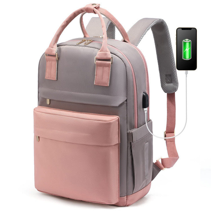pink and gray fanlosn fashion laptop backpack women,custom,side