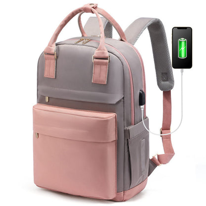 pink and gray fanlosn fashion laptop backpack women,custom,side