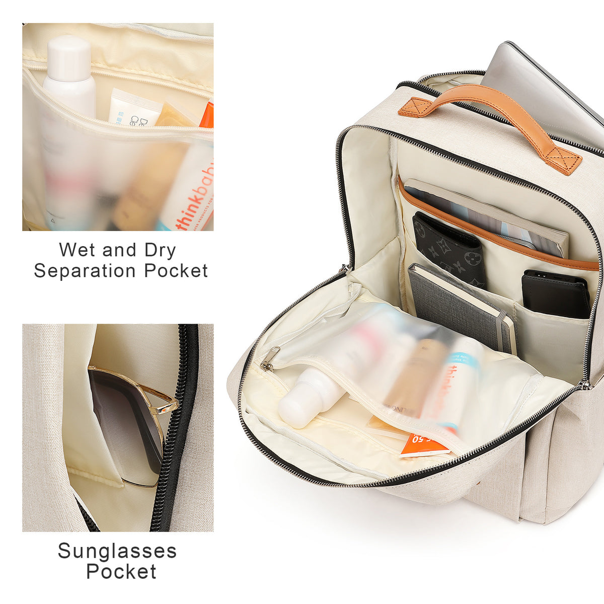 laptop backpack with wet dry separation pocket and organized storage compartments