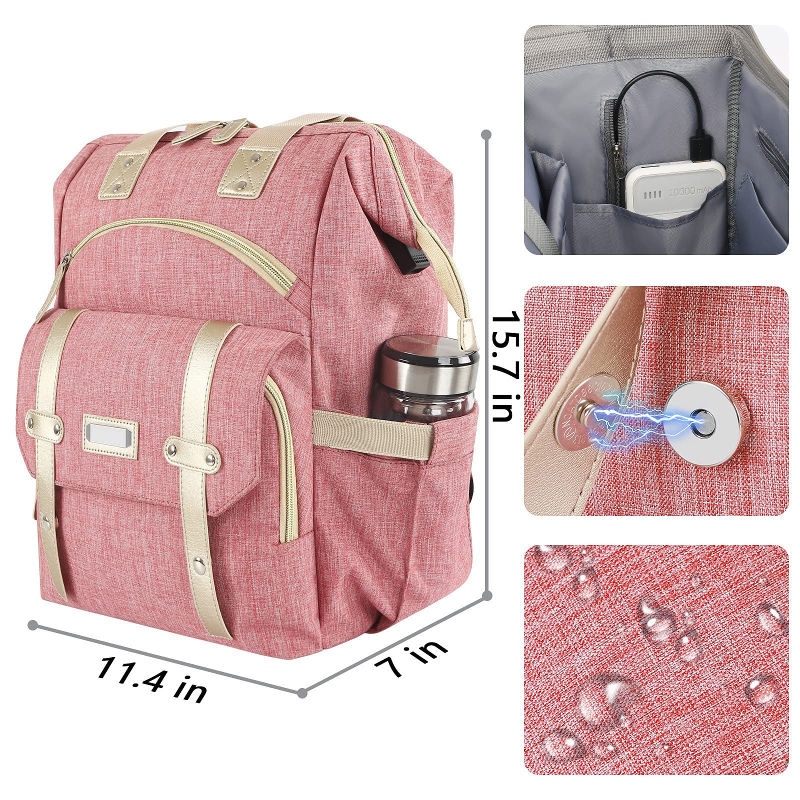 laptop diaper backpack dimensions with waterproof fabric