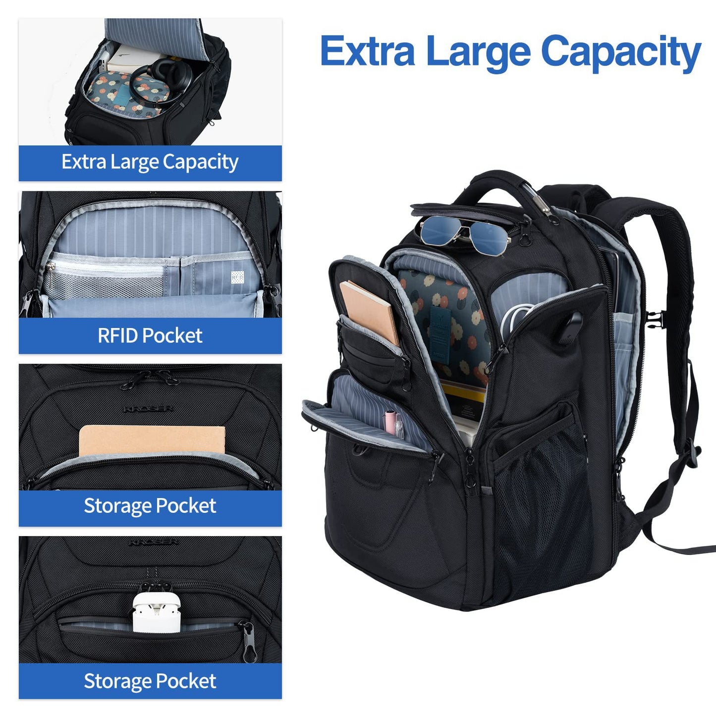 large capacity business backpack with storage compartments