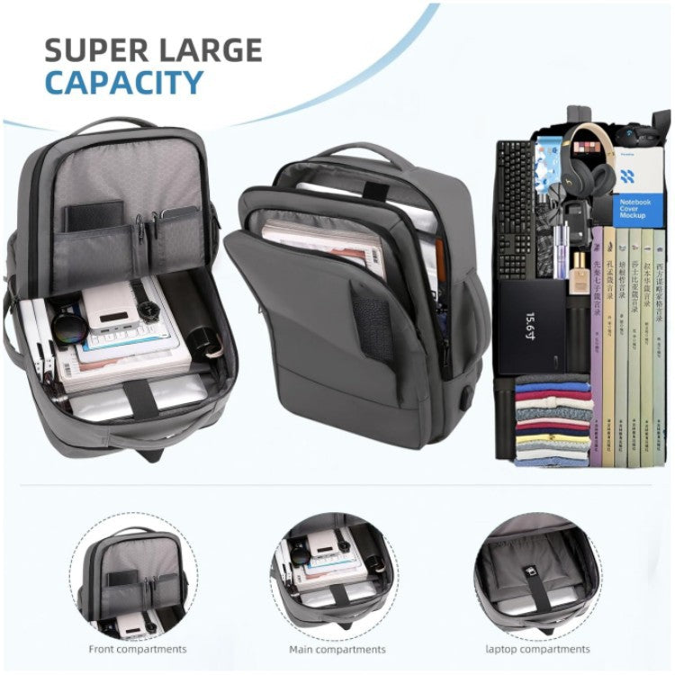 large capacity laptop backpack with multiple compartments for business travel storage