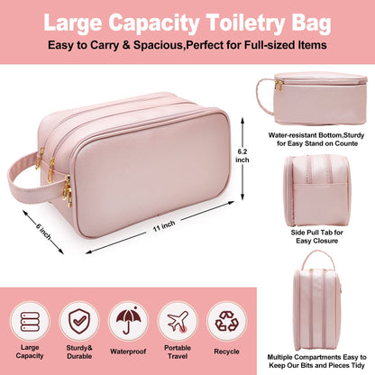 large capacity toiletry bag size details with multiple compartments