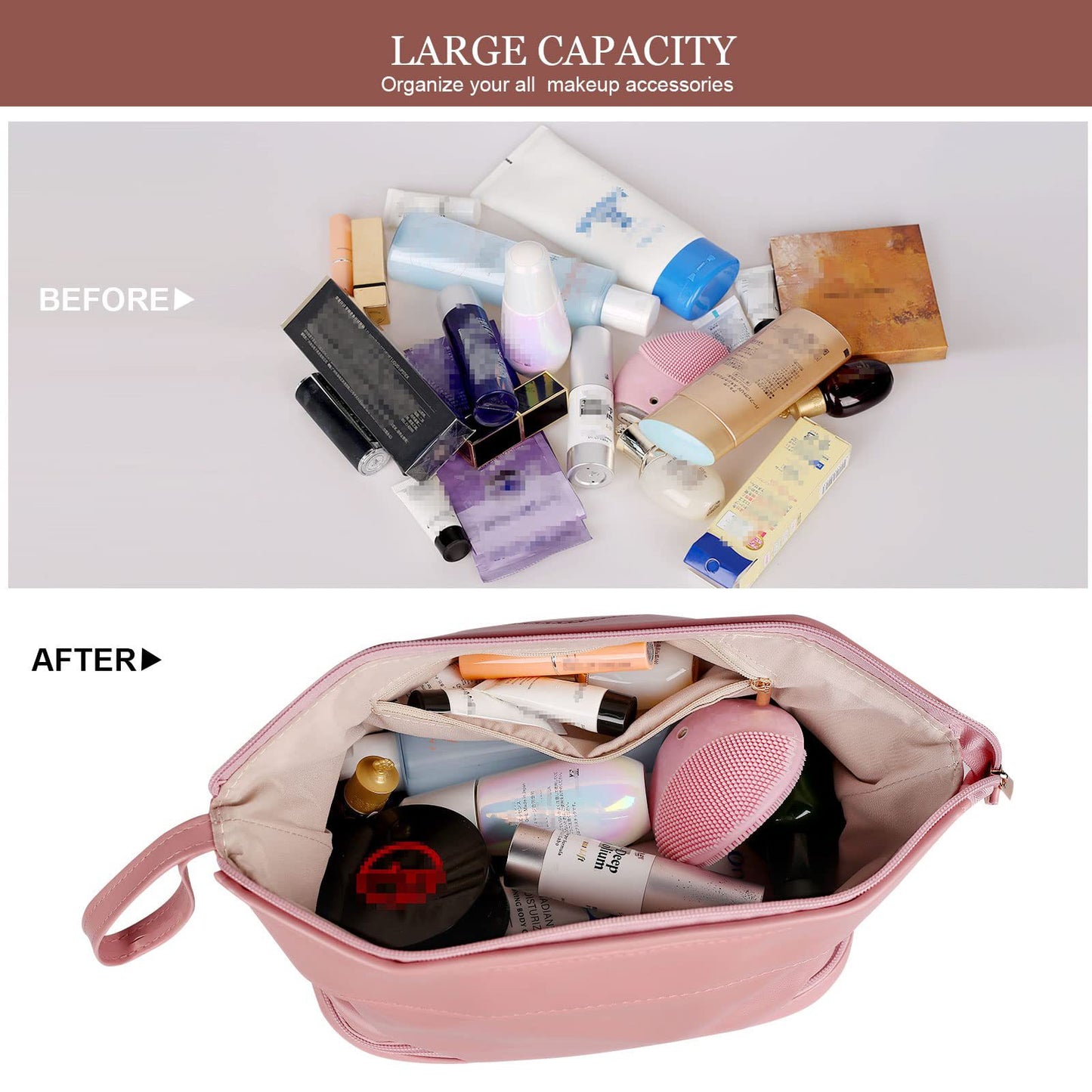 large capacity travel makeup organizer for cosmetics