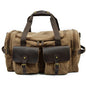brown canvas large duffel bag,custom,front