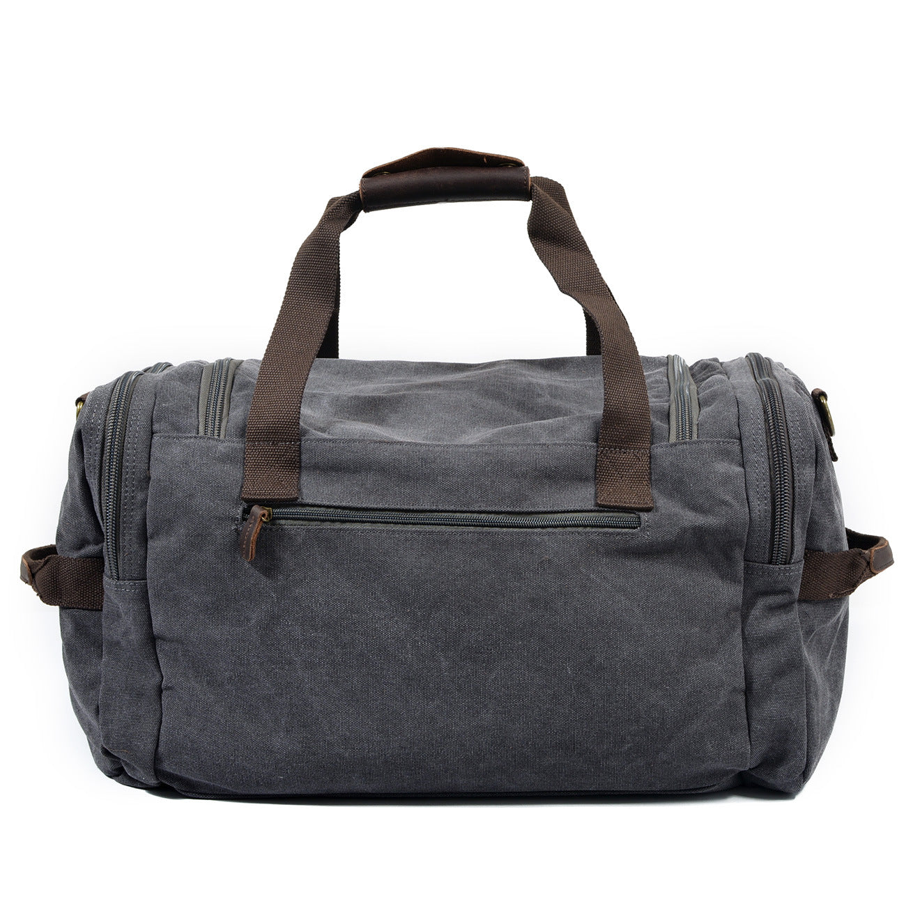 dark gray canvas large duffel bag,custom,back