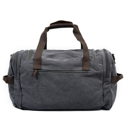 dark gray canvas large duffel bag,custom,back