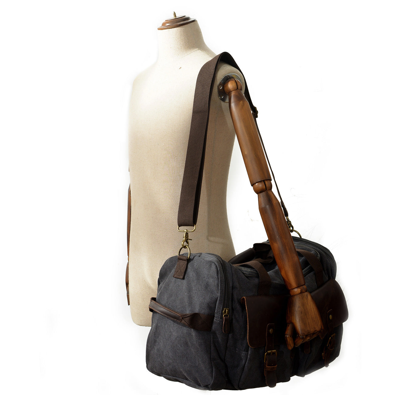 dark gray canvas large duffel bag,custom,display