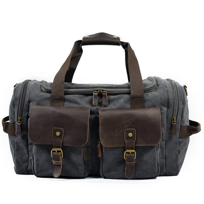 dark gray canvas large duffel bag,custom,front