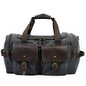 dark gray canvas large duffel bag,custom,front