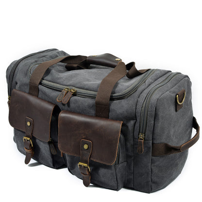 dark gray canvas large duffel bag,custom,side 02