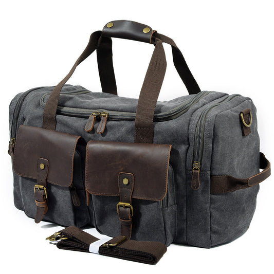 dark gray canvas large duffel bag,custom,side