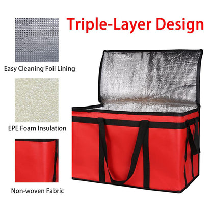 red large oxford insulated delivery bag,custom,inner