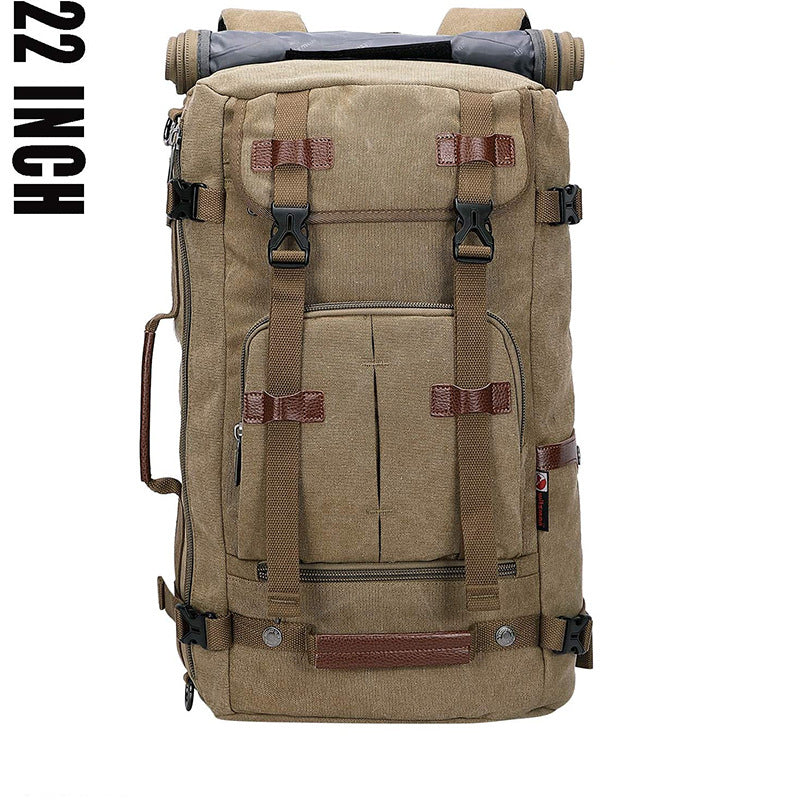 tea color canvas large vintage backpack,custom,front