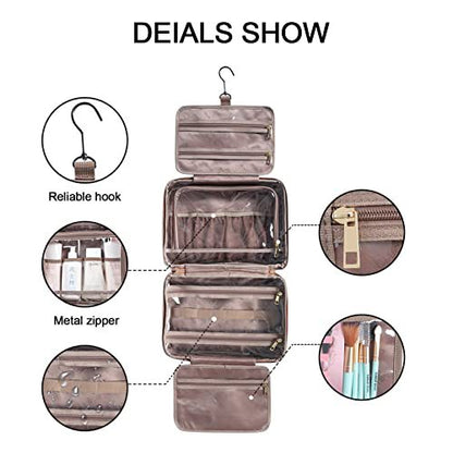 leather cosmetic bag with stylish handbag design and carry handle