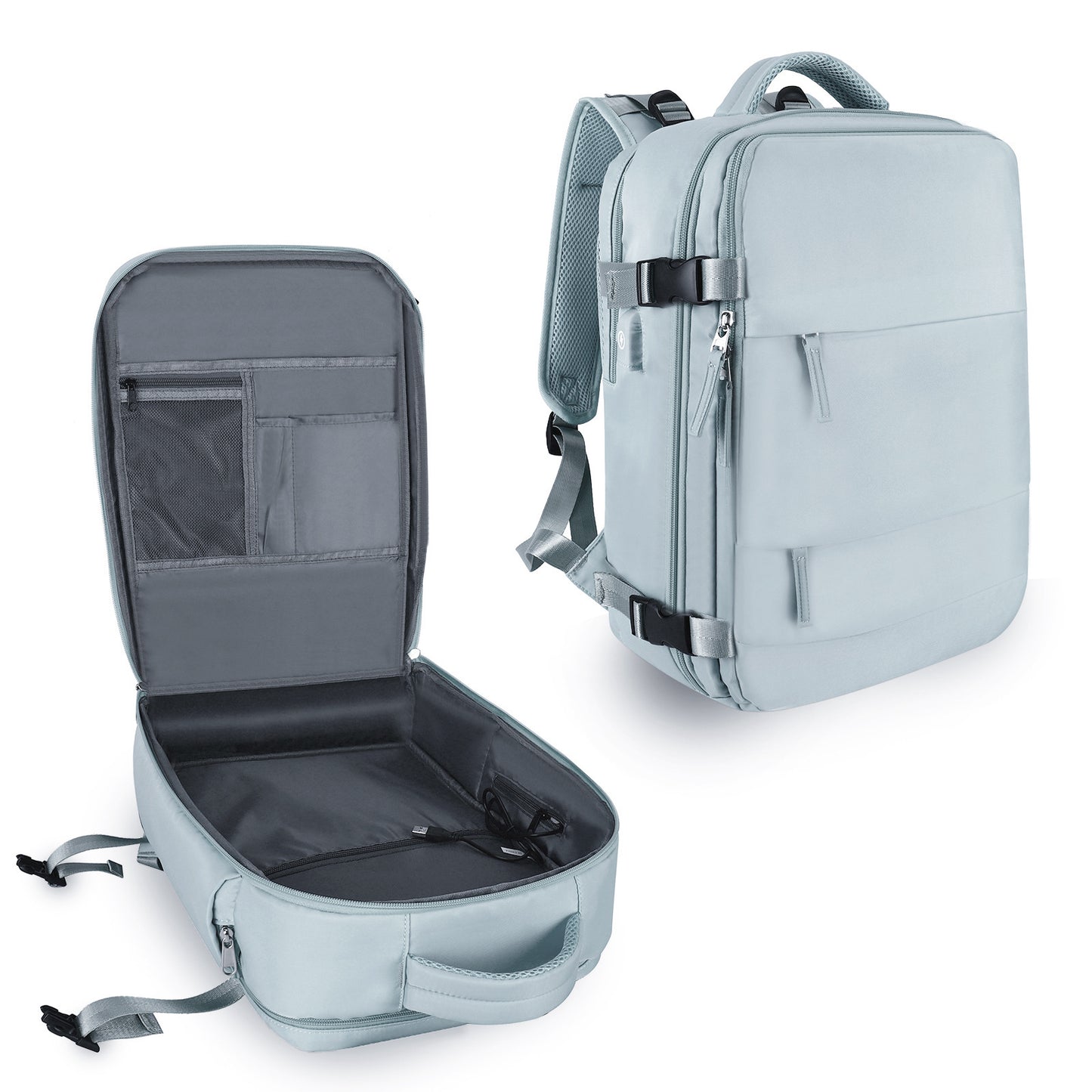 light blue travel laptop backpack for business and school