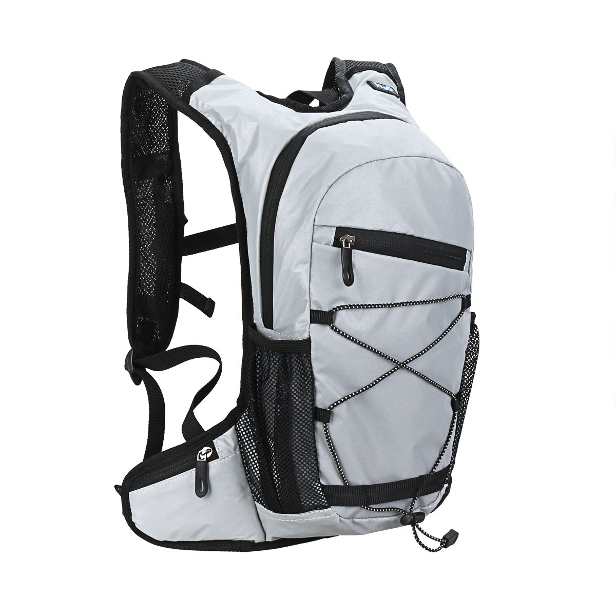 light gray cycling backpack with hydration storage design
