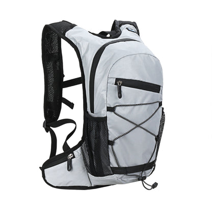 light gray cycling backpack with hydration storage design