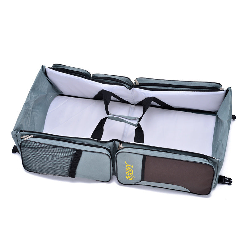 light gray portable baby diaper bag