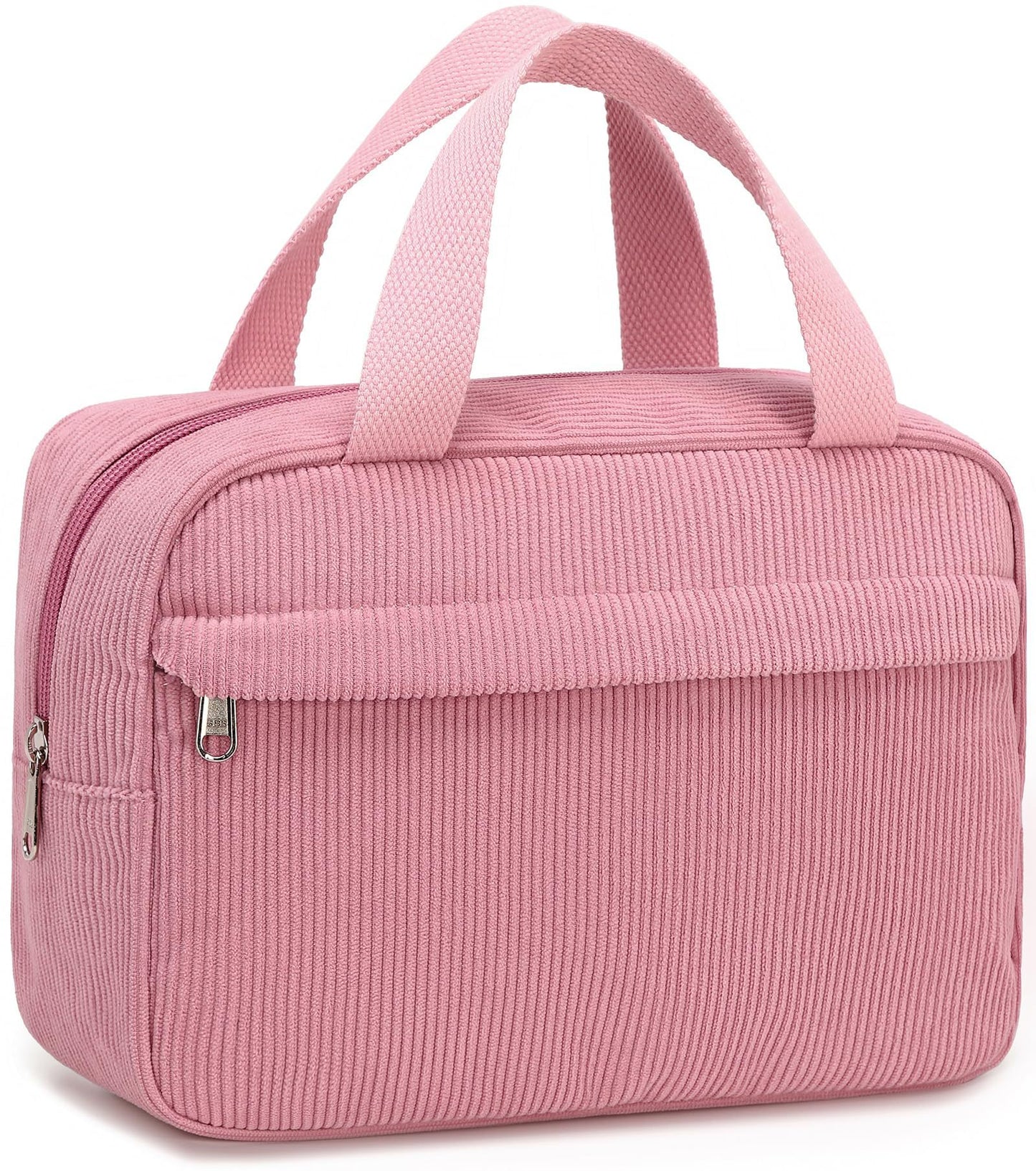 pink corduroy women makeup storage bag,custom,front