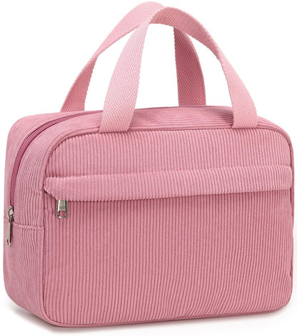 pink corduroy women makeup storage bag,custom,front