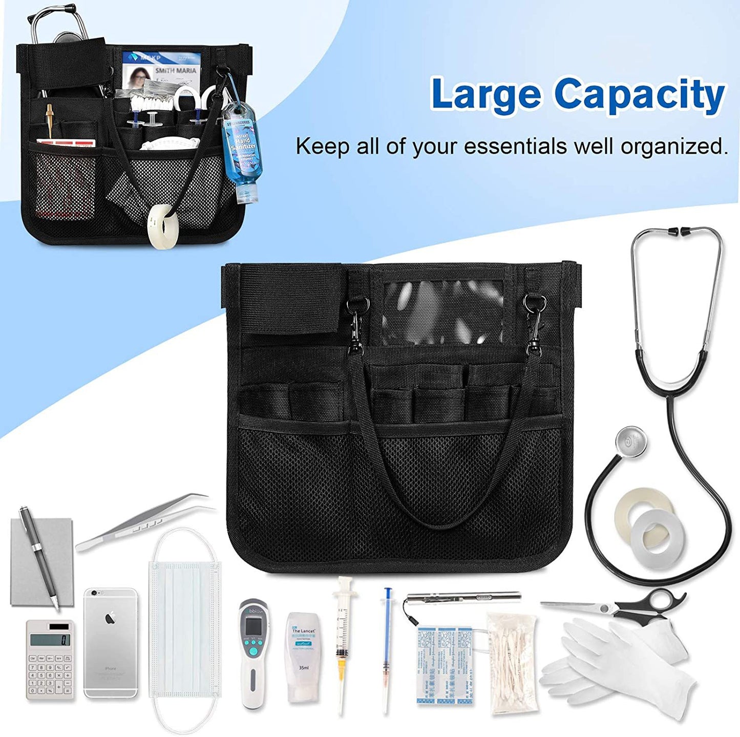 black rfid medical waist bag,custom,detail