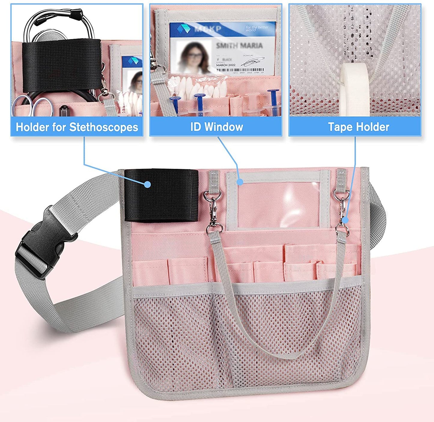 pink rfid medical waist bag,custom,detail