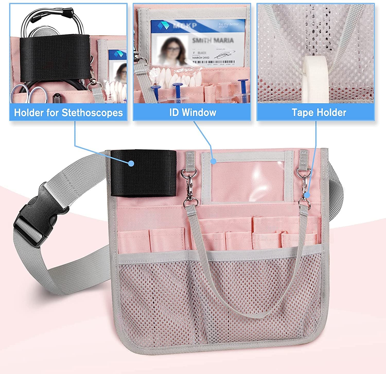 pink rfid medical waist bag,custom,detail