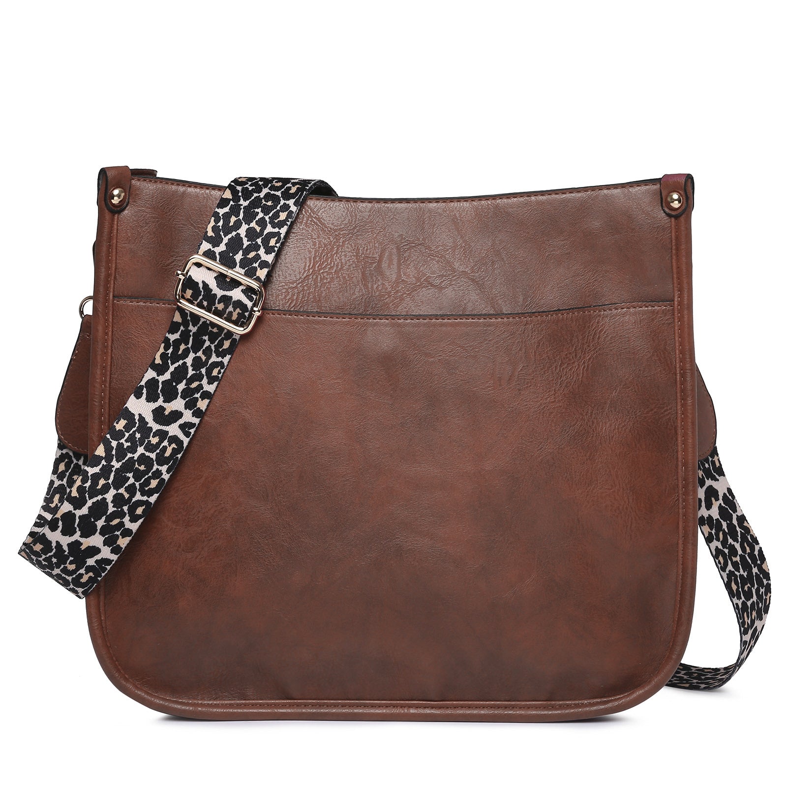 dark brown fanlosn pu leather messenger bag women,custom,front