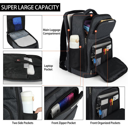 multi compartment business backpack with laptop documents and accessory storage