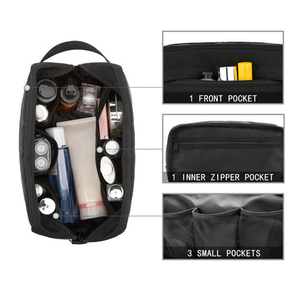 multi pocket men's grooming organizer with zipper compartments